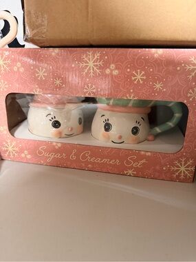 Johanna Parker Festive Pink Retro Snowman Sugar & Creamer Set